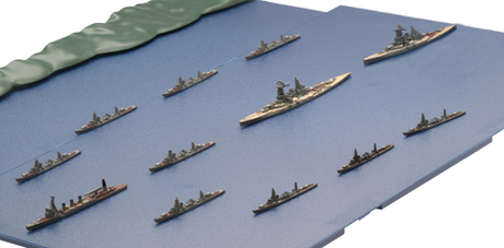 1/3000 軍艦15 ガダルカナル島砲撃挺身隊セット(金剛/榛名/五十鈴/彩色済み上空直衛機付き) 