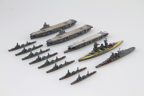 1/3000 軍艦18 あ号作戦 小沢艦隊乙部隊セット(飛鷹型/龍鳳/長門/彩色済み艦載機付き) 