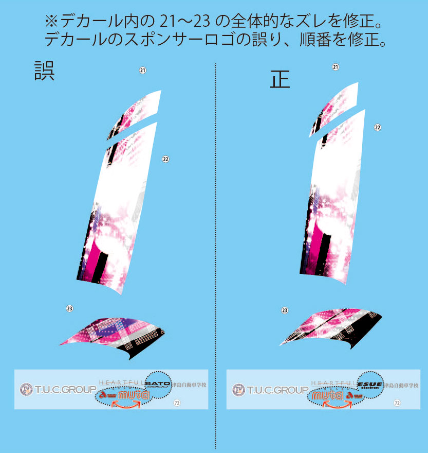 PACIFIC RACING×ラブライブ! マクラーレン MP4 デカール 訂正についてのお詫び